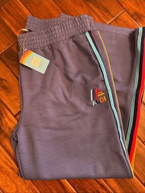 ALDI Men's Gray Joggers with Multicolor Side Stripe